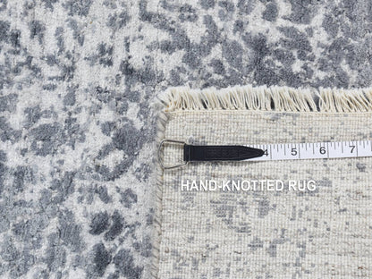 Transitional hand-knotted wool/pure silk runner in Gray, 2'8" x 10' — SKU O087269 (view 7)