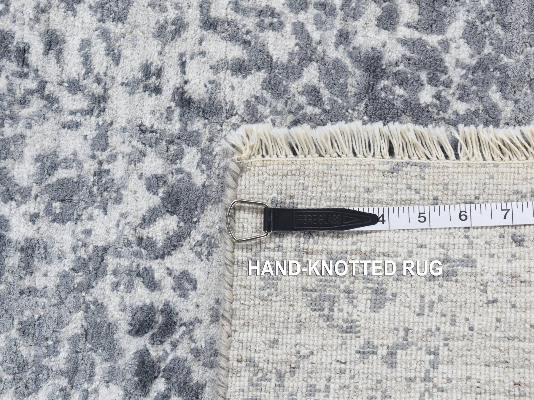 Transitional hand-knotted wool/pure silk runner in Gray, 2'8" x 10' — SKU O087270 (view 7)