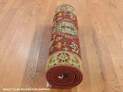 Heriz hand-knotted wool runner in Red & Gold, 2'9" x 9'9" — SKU O087275 (view 5)