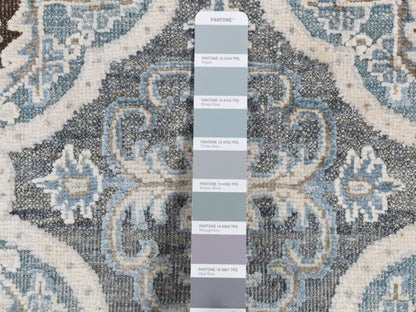 Transitional hand-knotted wool/silk runner in Gray, 2'7" x 9'10" — SKU O087276 (view 3)