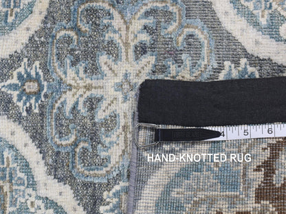 Transitional hand-knotted wool/silk runner in Gray, 2'7" x 9'10" — SKU O087276 (view 7)