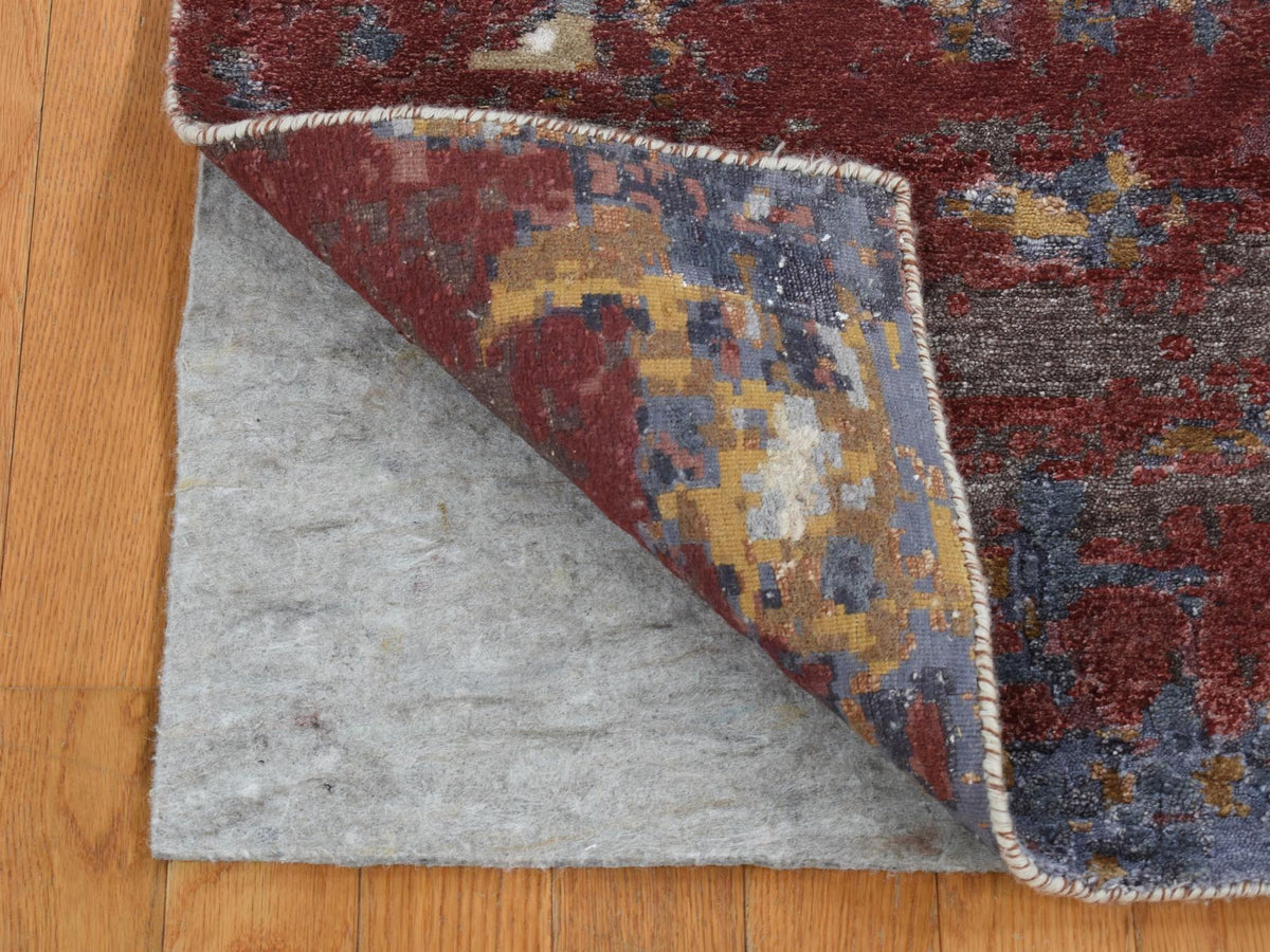 Modern / Contemporary hand-knotted wool/silk runner in Gray, 2'6" x 10' — SKU O087277 (view 2)