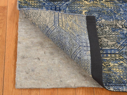 Blue 2'8" x 9'1" Modern and Contemporary Hand knotted Wool/Silk Rug - Sku: O087279