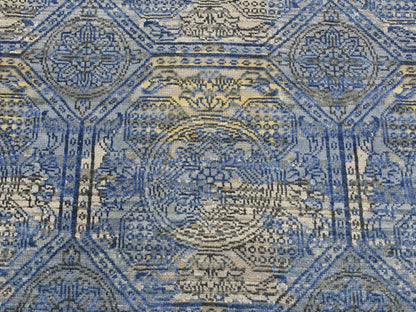 Blue 2'8" x 9'1" Modern and Contemporary Hand knotted Wool/Silk Rug - Sku: O087279