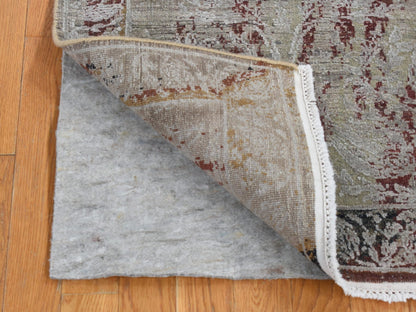 Transitional hand-knotted wool/silk runner in Gray, 2'6" x 9'10" — SKU O087283 (view 2)