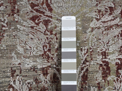 Transitional hand-knotted wool/silk runner in Gray, 2'6" x 9'10" — SKU O087283 (view 3)