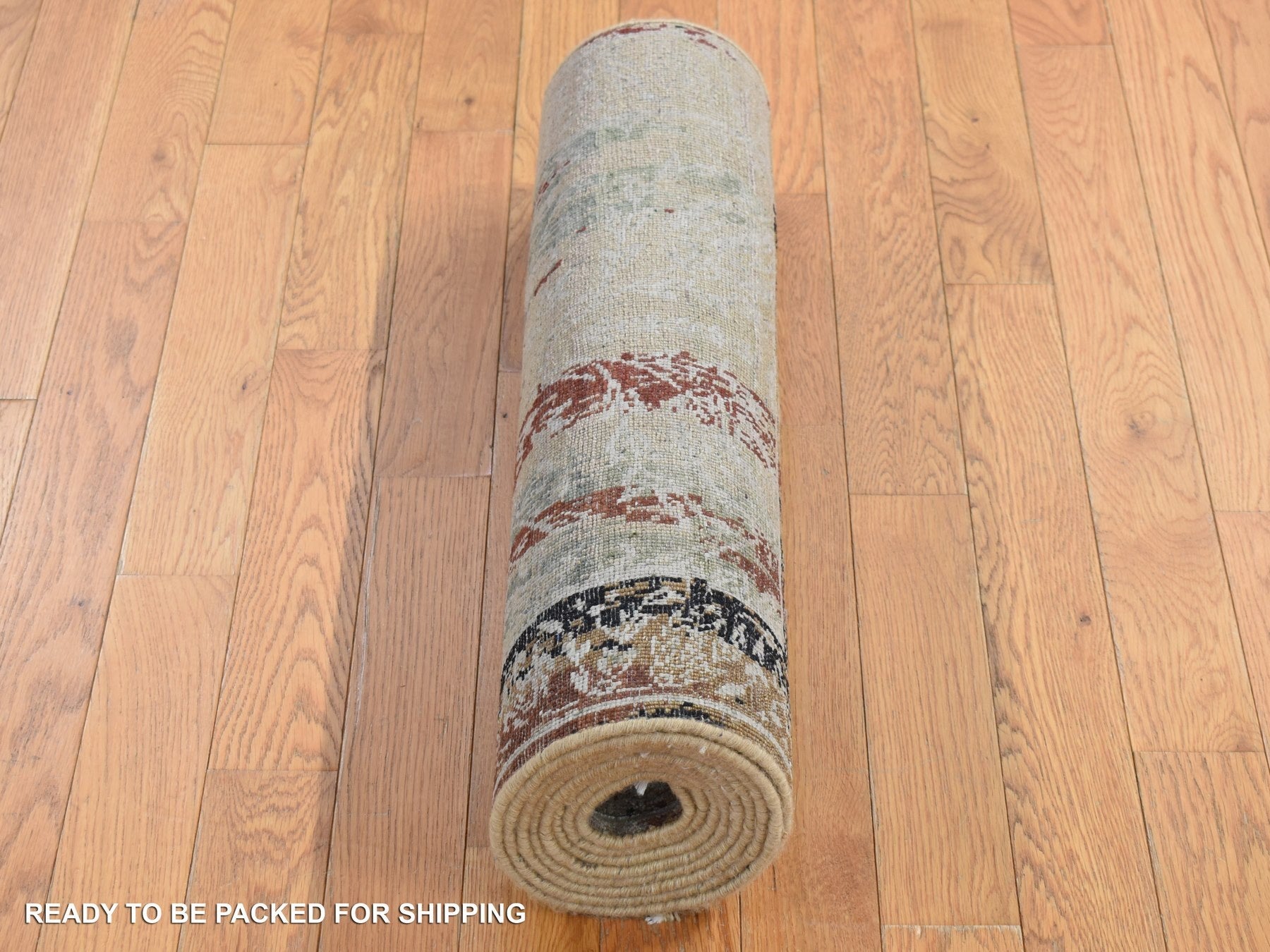 Transitional hand-knotted wool/silk runner in Gray, 2'6" x 9'10" — SKU O087283 (view 5)