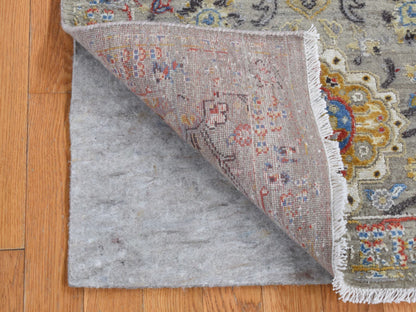 Grey 2'6" x 10'0" Transitional Hand knotted Wool/Silk Rug - Sku: O087285