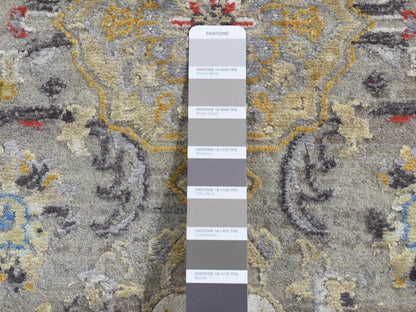 Grey 2'6" x 10'0" Transitional Hand knotted Wool/Silk Rug - Sku: O087285