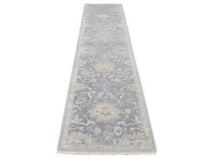 Oushak Oushak hand-knotted wool/silk runner in Gray, 2'6" x 10'2" — SKU O087287