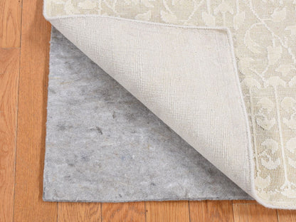 Transitional hand-knotted wool/silk runner in Ivory, 2'6" x 8'3" — SKU O087290 (view 2)