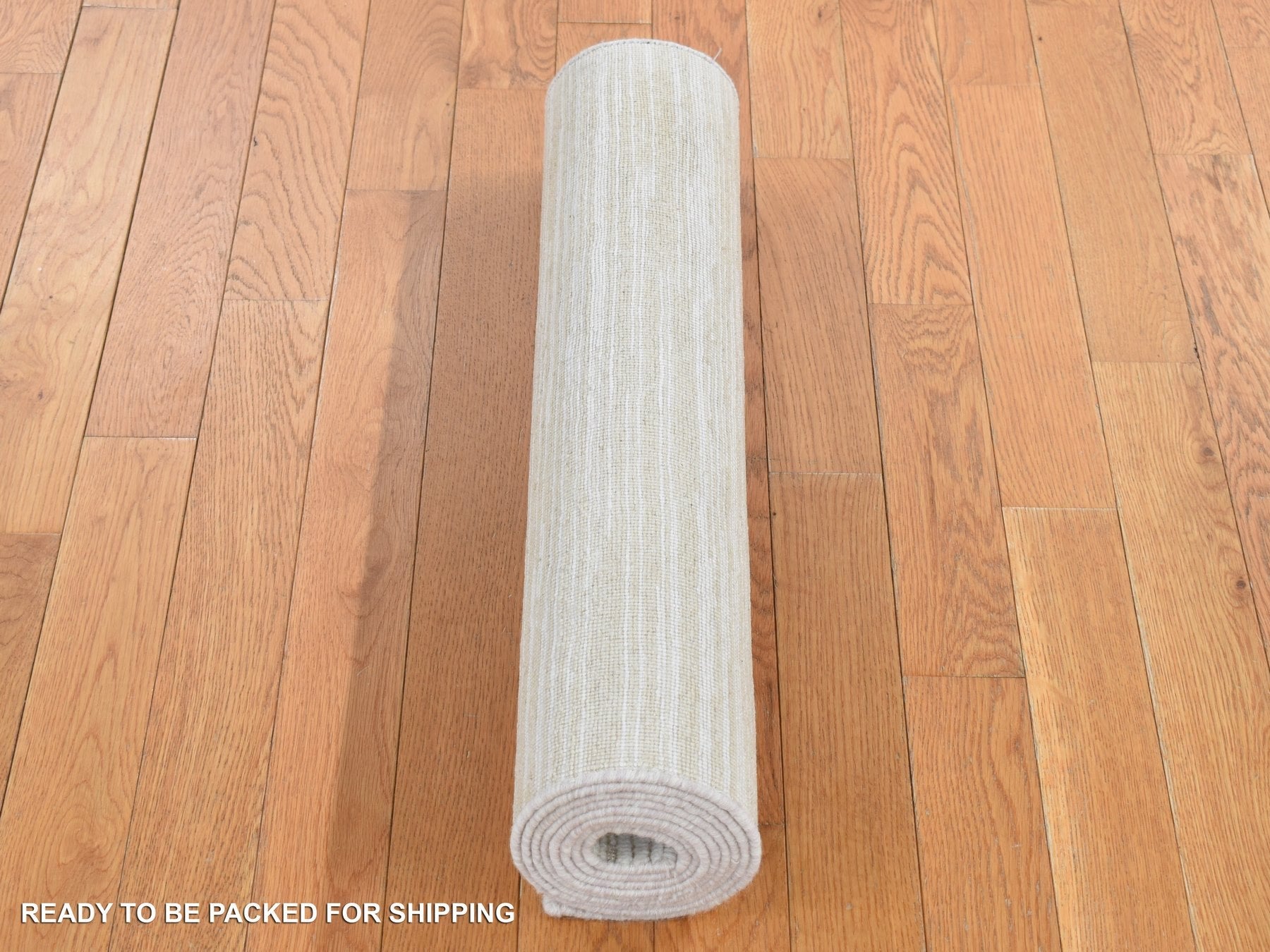 Modern / Contemporary hand-knotted wool/silk runner in Ivory, 2'5" x 8'3" — SKU O087293 (view 5)