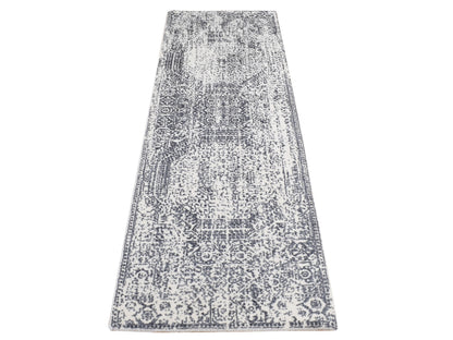 Mamluk Transitional hand-knotted wool/art silk runner in Gray, 2'5" x 7'9" — SKU O087295