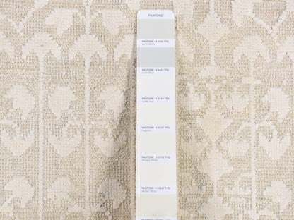 Transitional hand-knotted wool/silk runner in Ivory, 2'6" x 11'8" — SKU O087296 (view 3)