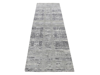 Modern / Contemporary hand-knotted wool runner in Gray, 2'6" x 12' — SKU O087300