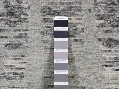 Modern / Contemporary hand-knotted wool runner in Gray, 2'6" x 12' — SKU O087300 (view 3)