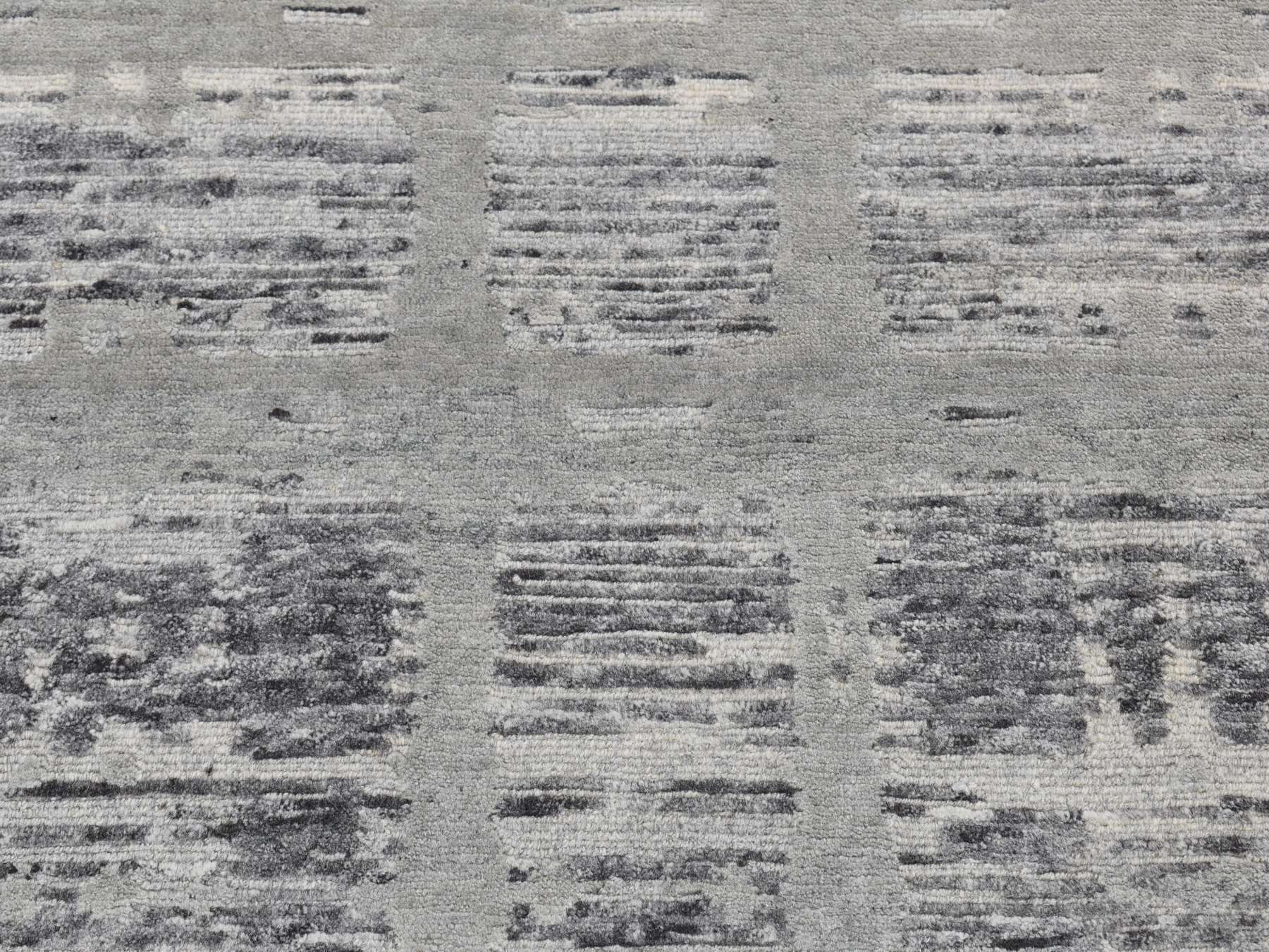 Modern / Contemporary hand-knotted wool runner in Gray, 2'6" x 12' — SKU O087300 (view 4)