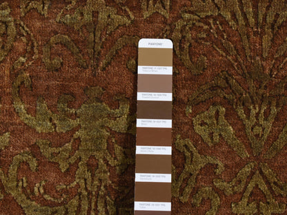 Brown 2'5" x 11'4" Transitional Hand knotted Wool/Silk Rug - Sku: O087301