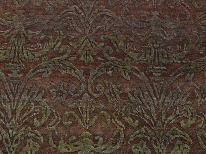 Brown 2'5" x 11'4" Transitional Hand knotted Wool/Silk Rug - Sku: O087301