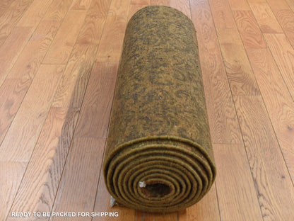 Brown 2'5" x 11'4" Transitional Hand knotted Wool/Silk Rug - Sku: O087301