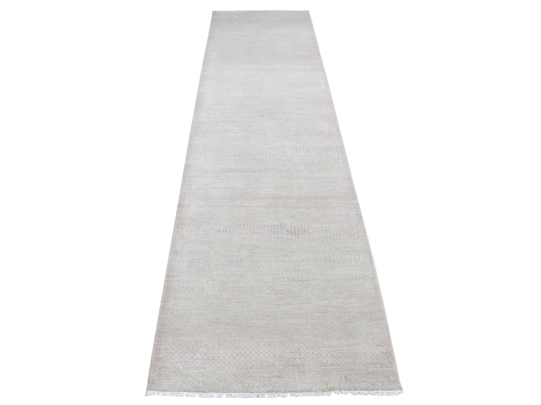 Pink 2'7" x 11'3" Modern / Contemporary Hand knotted Wool/Silk Rug - Sku: O087302