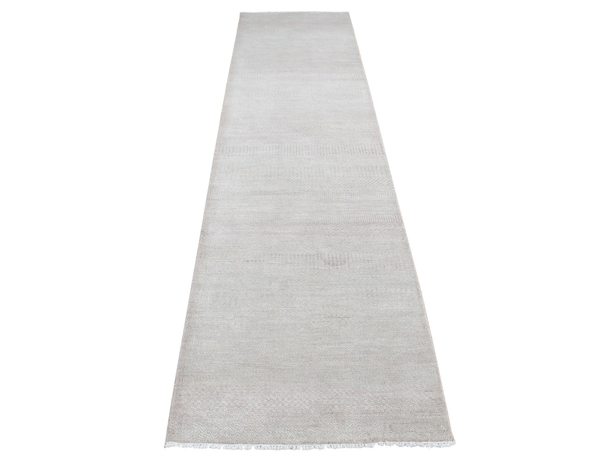 Gabbeh Modern / Contemporary hand-knotted wool/silk runner in Pink, 2'7" x 11'3" — SKU O087302