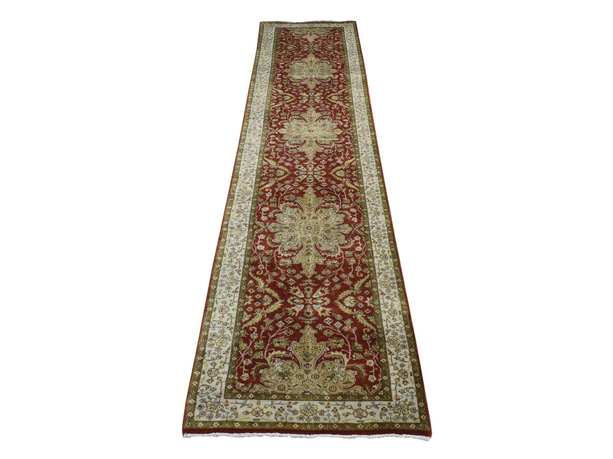 Kashan Fine Oriental hand-knotted wool runner in Red & Ivory, 2'4" x 11'5" — SKU O087305