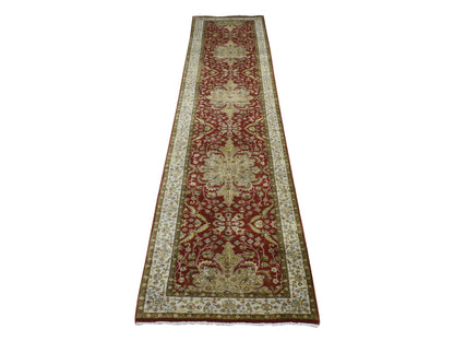Kashan Fine Oriental hand-knotted wool runner in Red & Ivory, 2'4" x 11'5" — SKU O087305