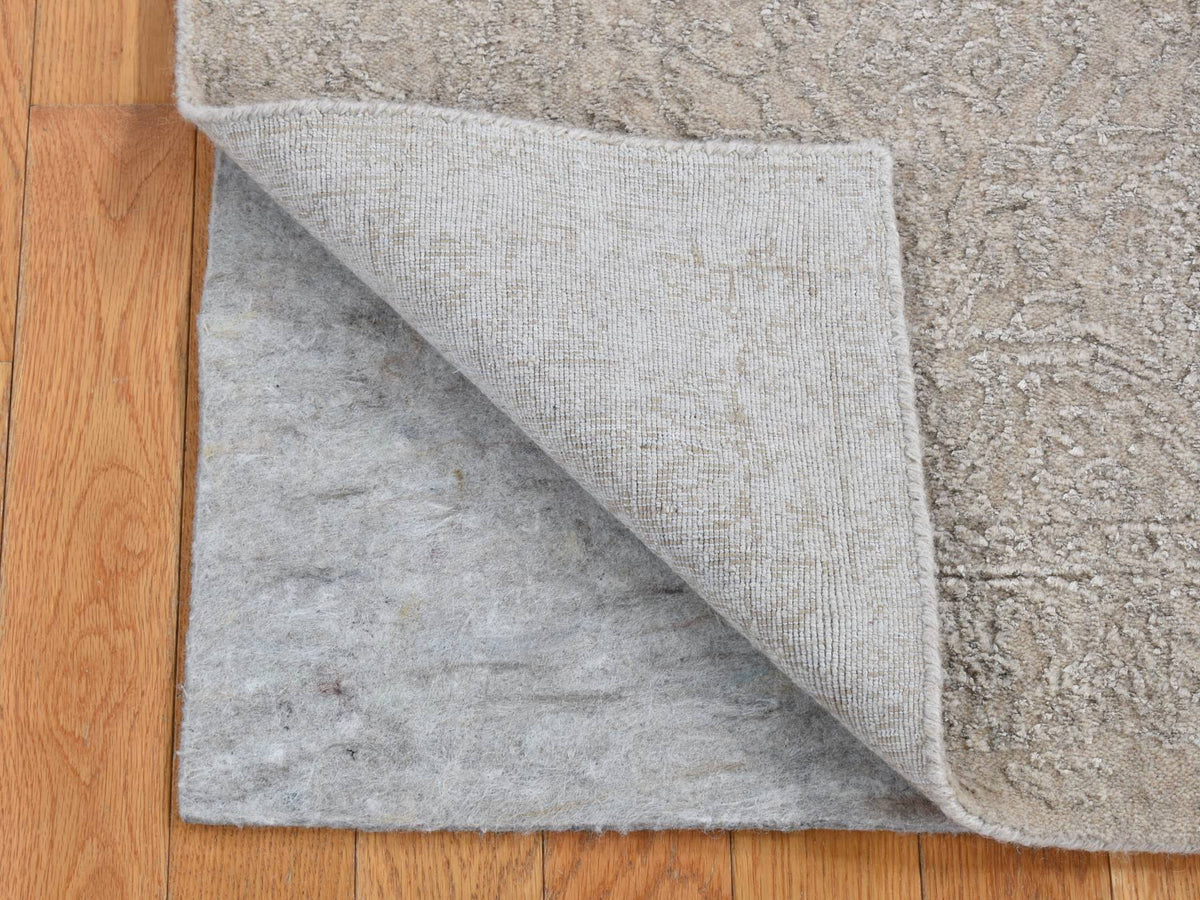 Modern / Contemporary hand-knotted wool/silk runner in Gray, 2'5" x 12'0", SKU O087306