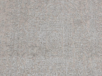 Grey 2'5" x 12'0" Modern / Contemporary Handloom Wool/Silk Rug - Sku: O087306