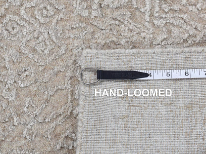 Grey 2'5" x 12'0" Modern / Contemporary Handloom Wool/Silk Rug - Sku: O087306