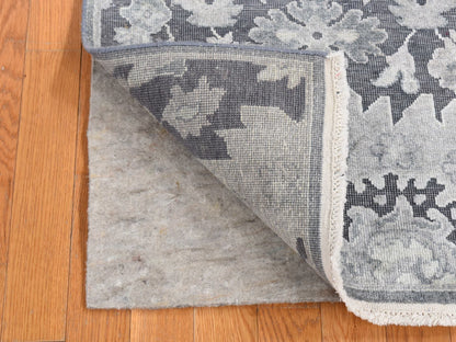 Oushak Oushak hand-knotted wool/silk runner in Gray, 2'6" x 11'10" — SKU O087307 (view 2)