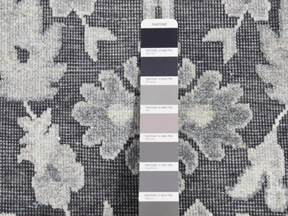 Oushak Oushak hand-knotted wool/silk runner in Gray, 2'6" x 11'10" — SKU O087307 (view 3)