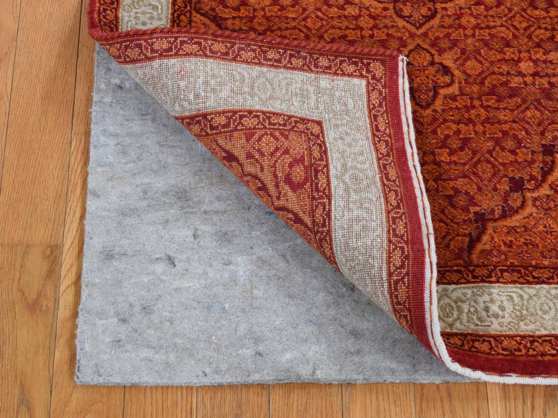 Tabriz Fine Oriental hand-knotted wool runner in Orange & Ivory, 2'9" x 11'10" — SKU O087308 (view 2)