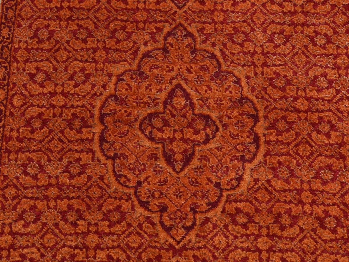 Tabriz Fine Oriental hand-knotted wool runner in Orange & Ivory, 2'9" x 11'10" — SKU O087308 (view 4)