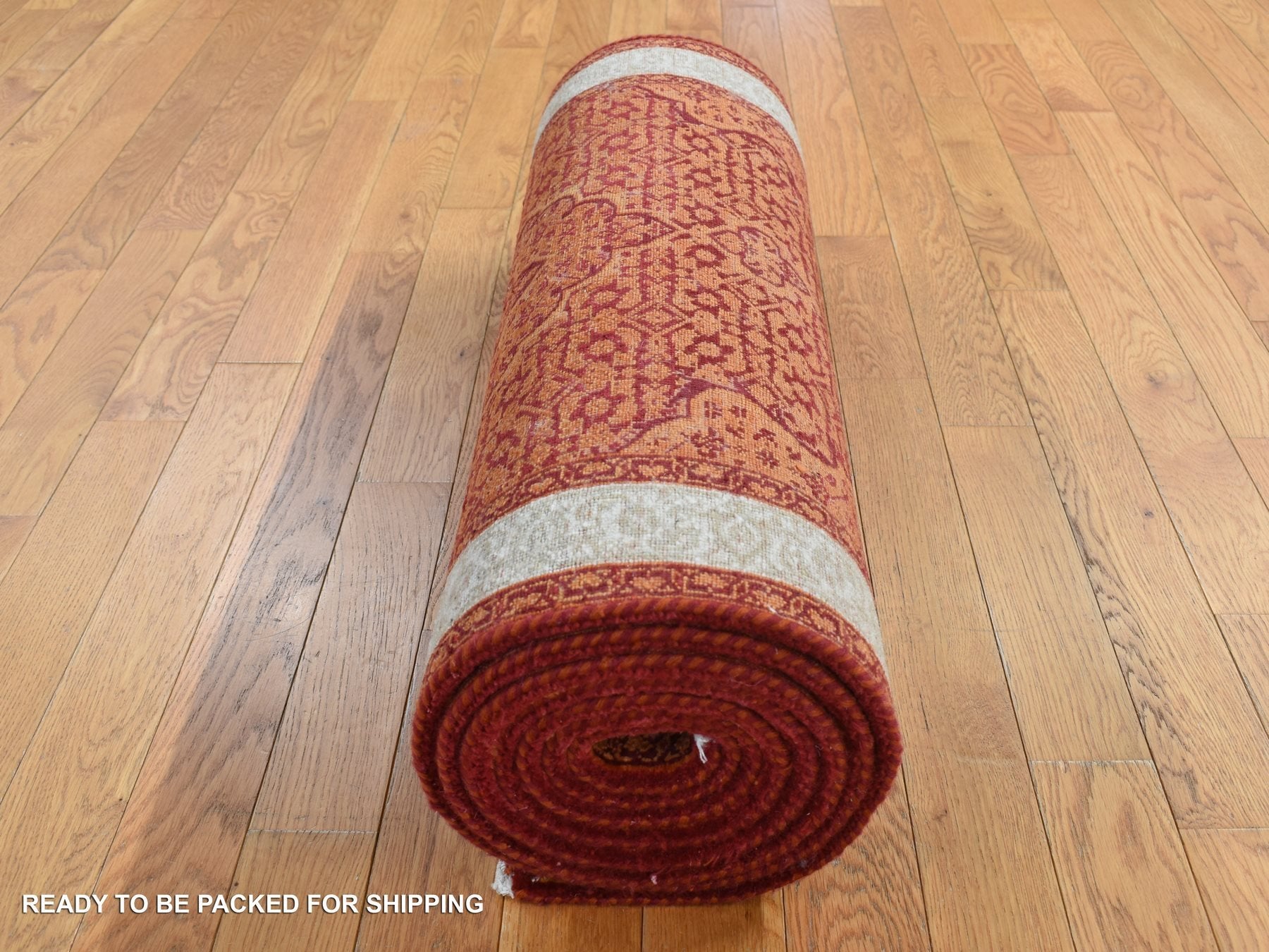 Tabriz Fine Oriental hand-knotted wool runner in Orange & Ivory, 2'9" x 11'10" — SKU O087308 (view 5)