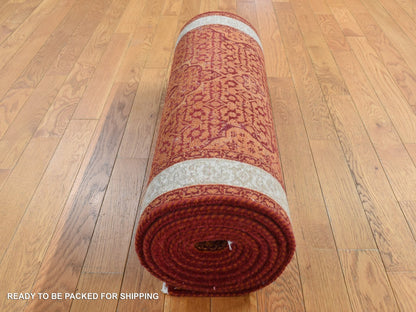 Tabriz Fine Oriental hand-knotted wool runner in Orange & Ivory, 2'9" x 11'10" — SKU O087308 (view 5)