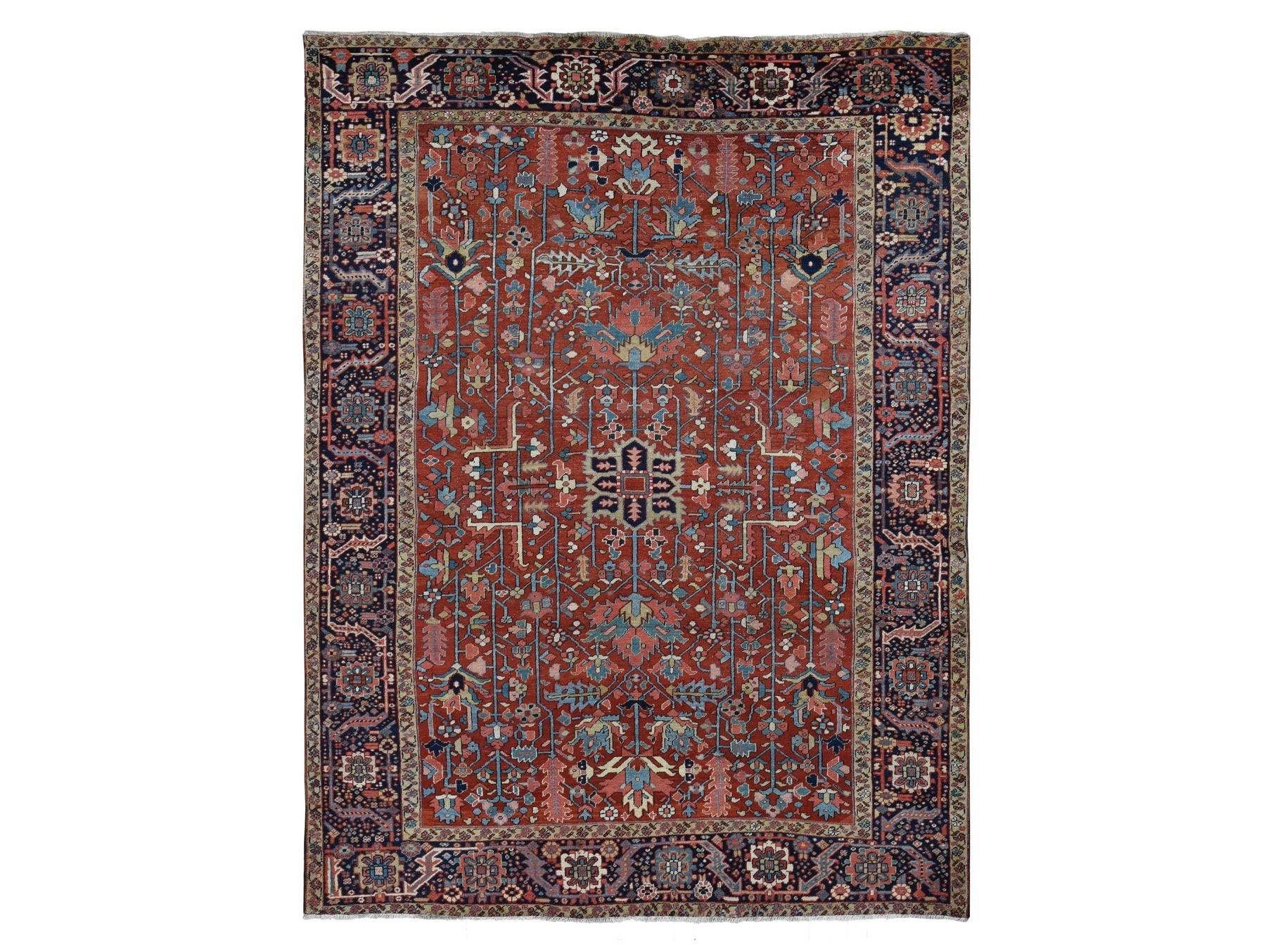 Heriz Heriz hand-knotted wool rug in Red & Blue, 9'4" x 12'10" — SKU O087310