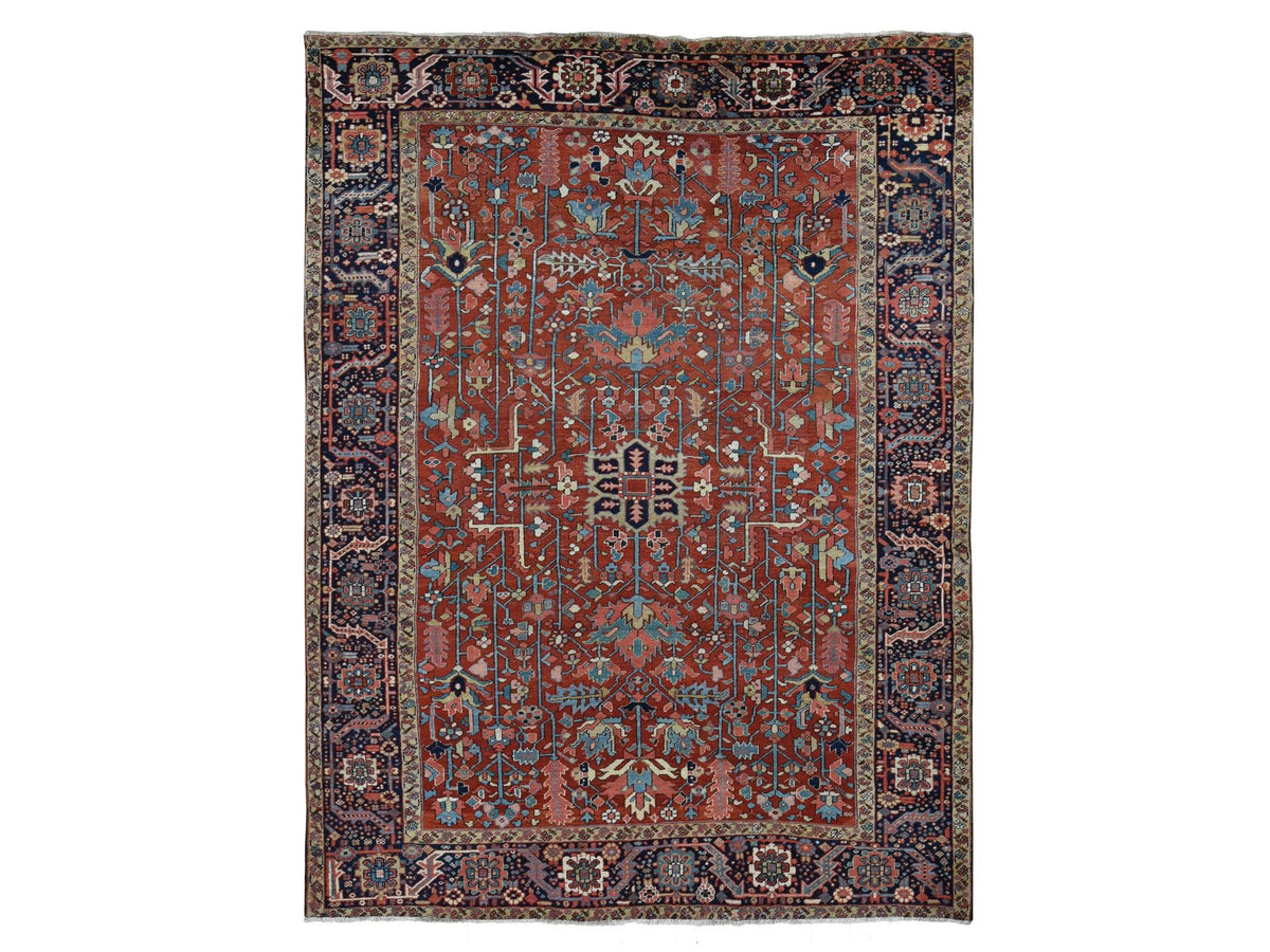 Heriz Heriz hand-knotted wool rug in Red & Blue, 9'4" x 12'10" — SKU O087310