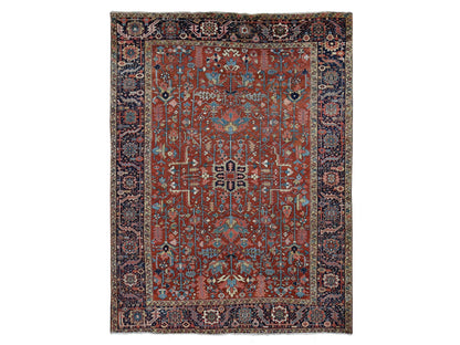 Heriz Heriz hand-knotted wool rug in Red & Blue, 9'4" x 12'10" — SKU O087310