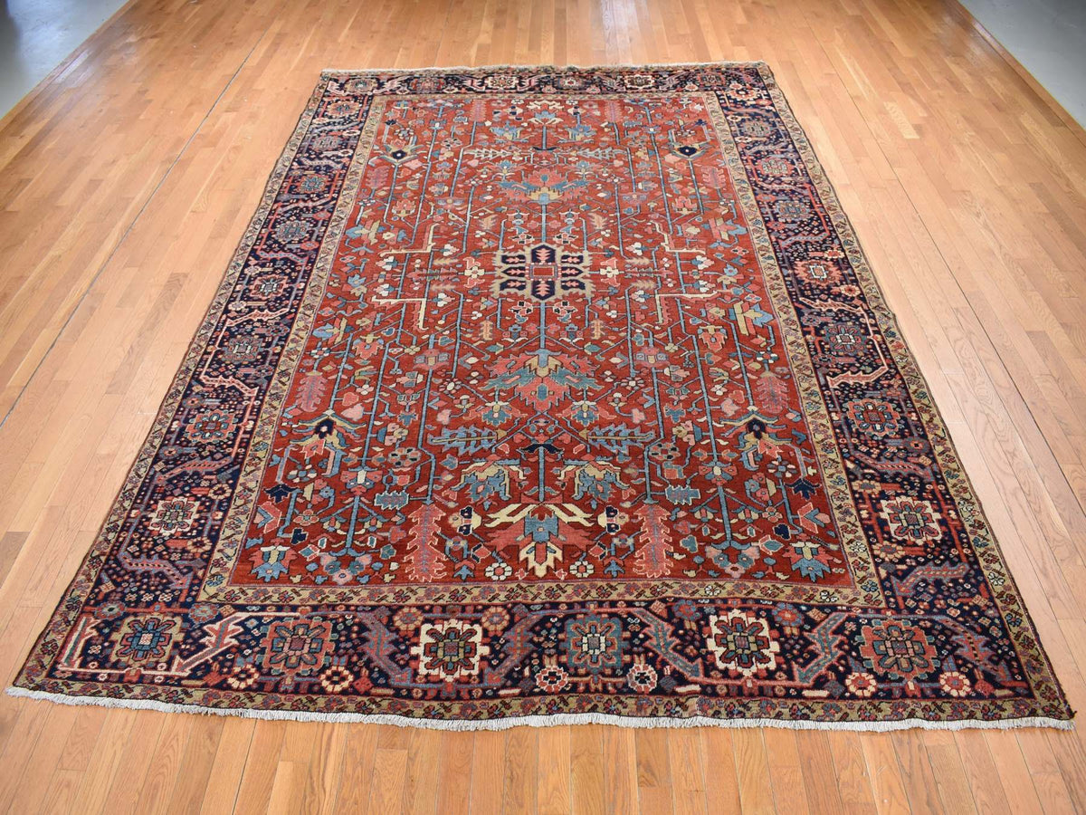 Heriz Heriz hand-knotted wool rug in Red & Blue, 9'4" x 12'10" — SKU O087310 (view 2)