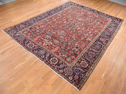 Heriz Heriz hand-knotted wool rug in Red & Blue, 9'4" x 12'10" — SKU O087310 (view 3)