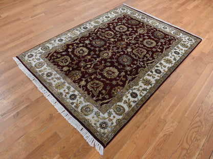 Rajasthan Rajasthan hand-knotted wool/silk rug in Red & Ivory, 5'1" x 7'1" — SKU O087320 (view 2)