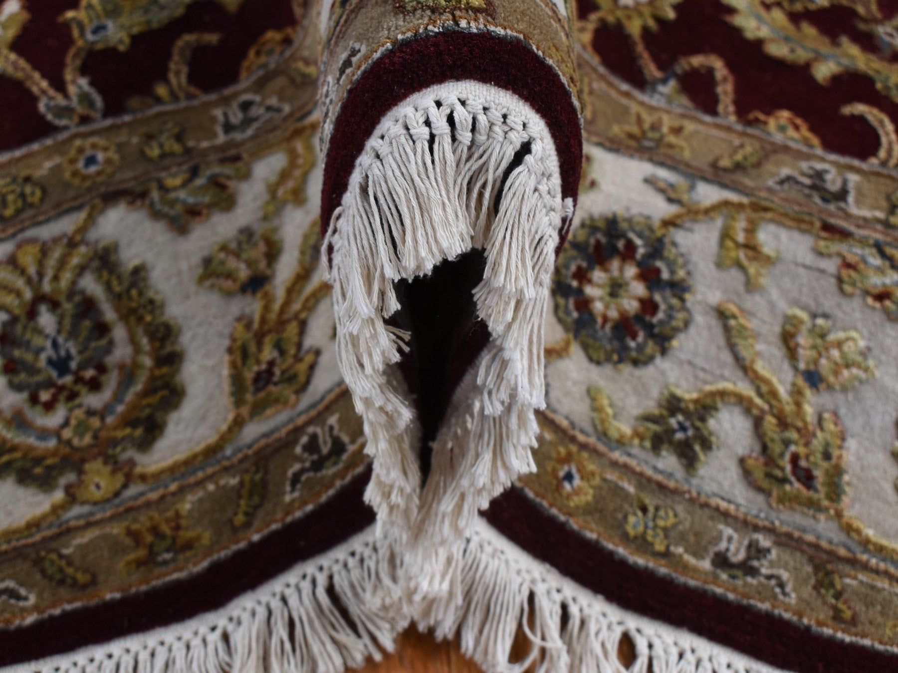 Rajasthan Rajasthan hand-knotted wool/silk rug in Red & Ivory, 5'1" x 7'1" — SKU O087320 (view 5)