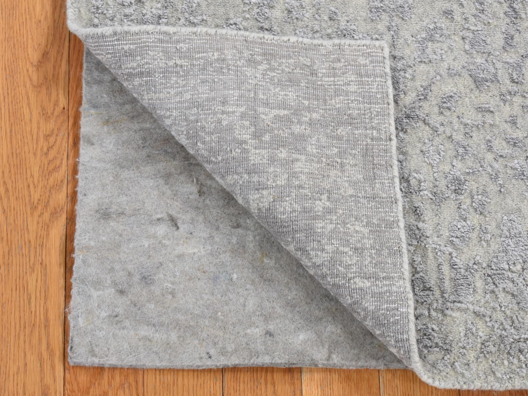 Hand-Loomed hand-knotted wool/silk runner in Gray, 2'5" x 6' — SKU O087324 (view 2)