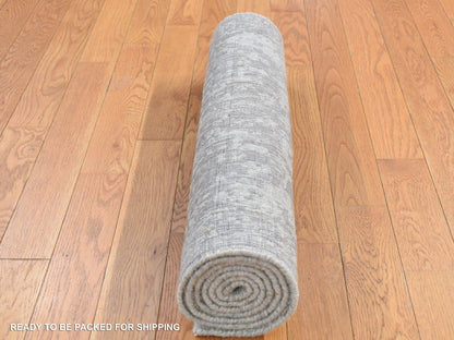 Hand-Loomed hand-knotted wool/silk runner in Gray, 2'5" x 6' — SKU O087324 (view 5)