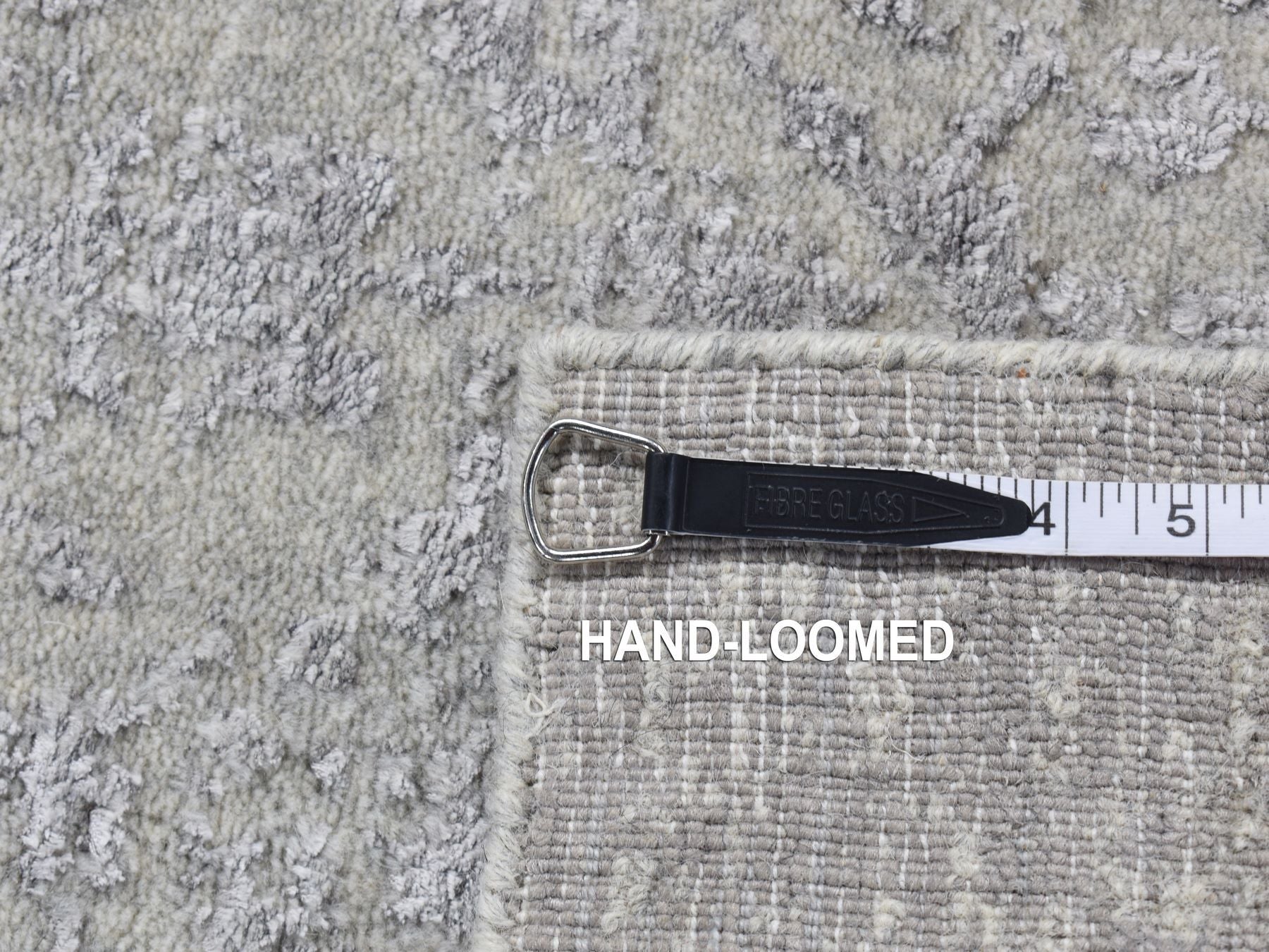 Hand-Loomed hand-knotted wool/silk runner in Gray, 2'5" x 6' — SKU O087324 (view 7)