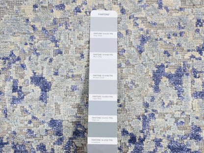 Grey 2'5" x 6'1" Transitional Hand knotted Wool/Silk Rug - Sku: O087325