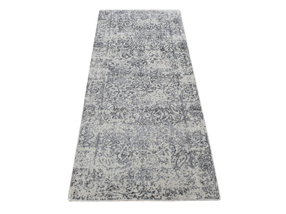 Transitional hand-knotted wool/silk runner in Gray, 2'5" x 6'1" — SKU O087328
