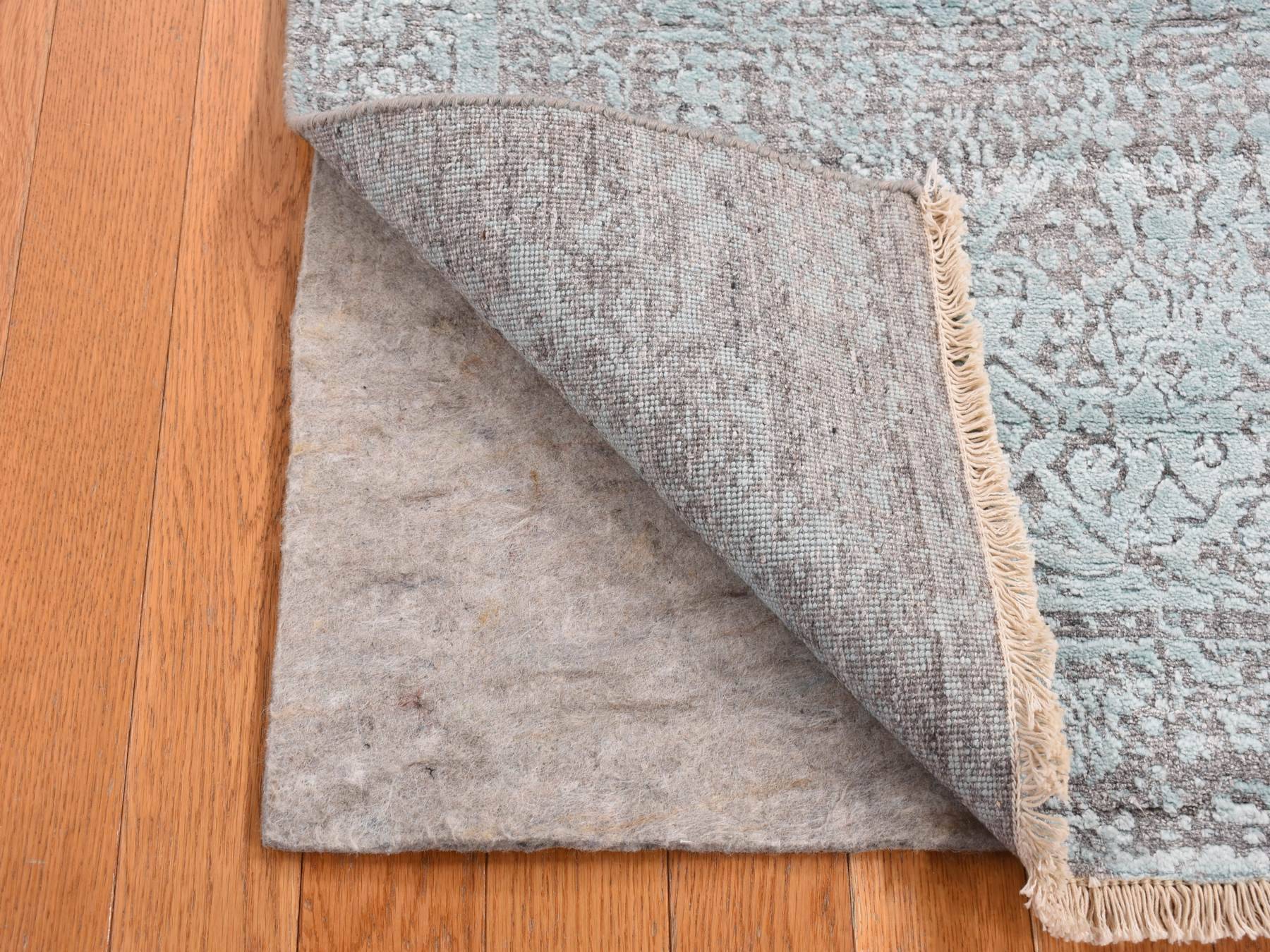 Green 2'6" x 5'8" Transitional Hand knotted Wool/Silk Rug - Sku: O087329